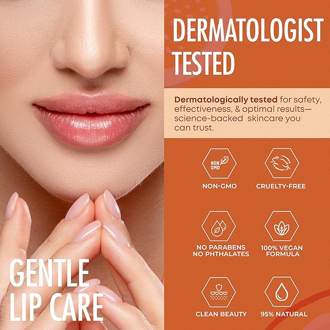 Peach & Orange Lip Mask - Dermatologist Tested, Anti-Aging, Korean Skin Care, Deep Hydration, Overnight Lip Repair - Vegan, Clean Beauty, 95% Natural, Cruelty-Free - 1 Pack-Velvo Beauty