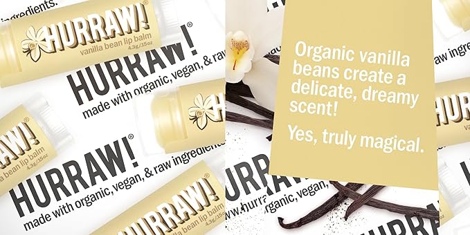 Hurraw! Vanilla Bean Lip Balm, 2 Pack: Organic, Certified Vegan, Cruelty and Gluten Free. Non-GMO, 100% Natural Ingredients. Bee, Shea, Soy and Palm Free. Made in USA-Velvo Beauty