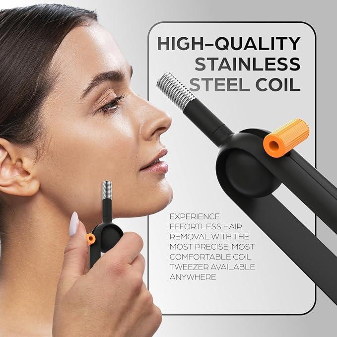 Epilady Precision Coil Tweezer, Facial Hair Remover with Ergonomic Design, Hair-Removal Tool for Upper Lip, Chin, and Face, Portable Tweezers for Facial Hair-Velvo Beauty