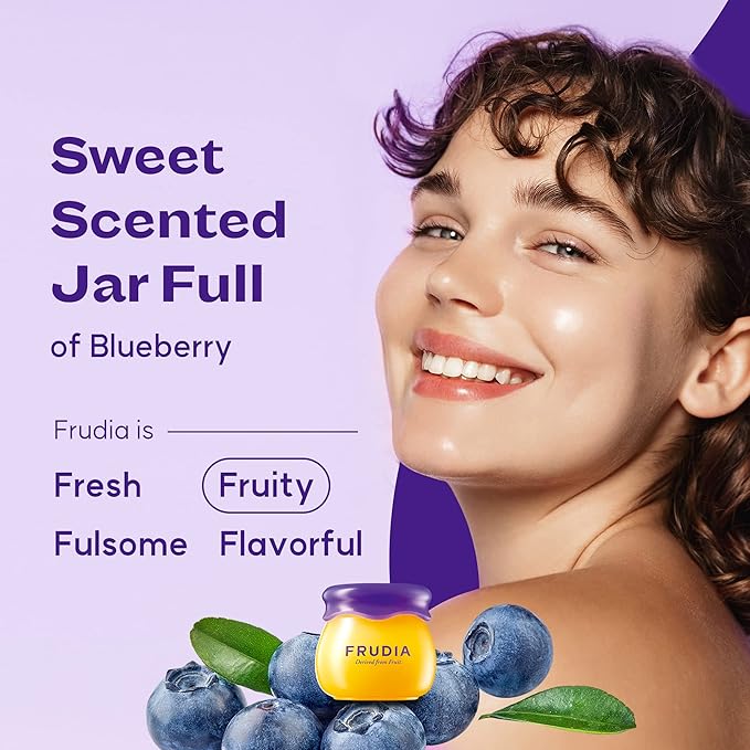WELCOS FRUDIA Honey Lip Balm – Blueberry | Lip Exfoliating, Moisturizing & Volumizing Dewy Tinted Lip Balm | Organic Lip Balm for Dry & Chapped Lips w/Jeju Blueberry and Honey Extracts (0.33 oz)-Velvo Beauty