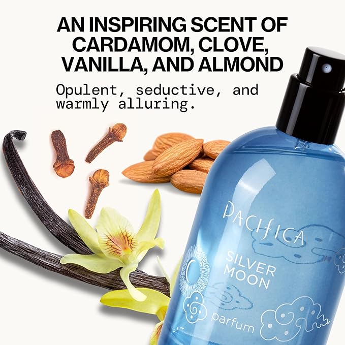 Pacifica Beauty Mood Moons Spray Perfume Set, Fragrances, Travel Perfume, Dream Moon, Flower Moon, Neon Moon, Blue Moon, Silver, Moon, Clean Perfume, Mini Perfume, Vegan, 0.05 fl oz Each (Set of 5)-Velvo Beauty