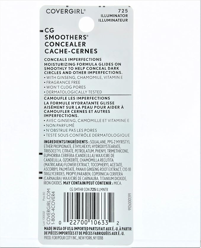 CoverGirl Smoothers Concealer, Illuminator [725] 0.14 oz (Pack of 4)-Velvo Beauty