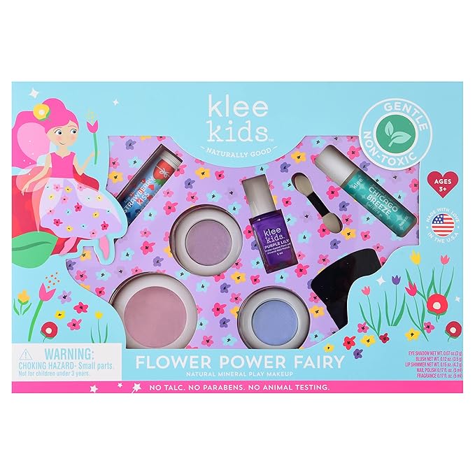Luna Star Naturals Klee Kids Deluxe Play Makeup Kit. Gentle and Non-Toxic. Made in USA. (Flower Power Fairy)-Velvo Beauty