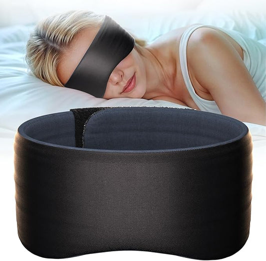 Sleep Mask, Eye Mask for Sleeping, Upgrade Ultra-Soft Blackout Eye Cover for Women Men, Wider Adjustable Strap for Side Sleeper, Travel, Nap, Yoga, Relief Eye, Black-Velvo Beauty
