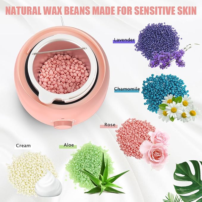 Waxing Kit - TIKESI Wax Warmer for Hair Removal, Hard Wax Kit with 14oz 5 Bags Hard Wax Beans for Full Body, Legs, Face, Eyebrows, Bikini, Brazilian Waxing Kit for Women Men-Velvo Beauty