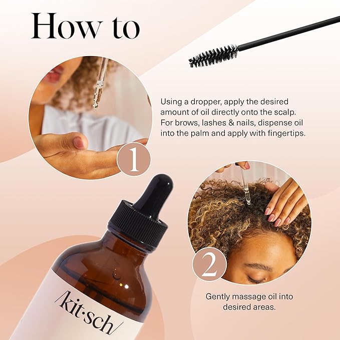 Kitsch Organic Castor Oil for Hair Growth - 100% Pure Castor Oil, Organic Cold Pressed Unrefined Glass Bottle for Face, Skin, Lashes, Brows, Scalp, Nails & Belly Button - Hexane Free, USDA - 4 oz-Velvo Beauty