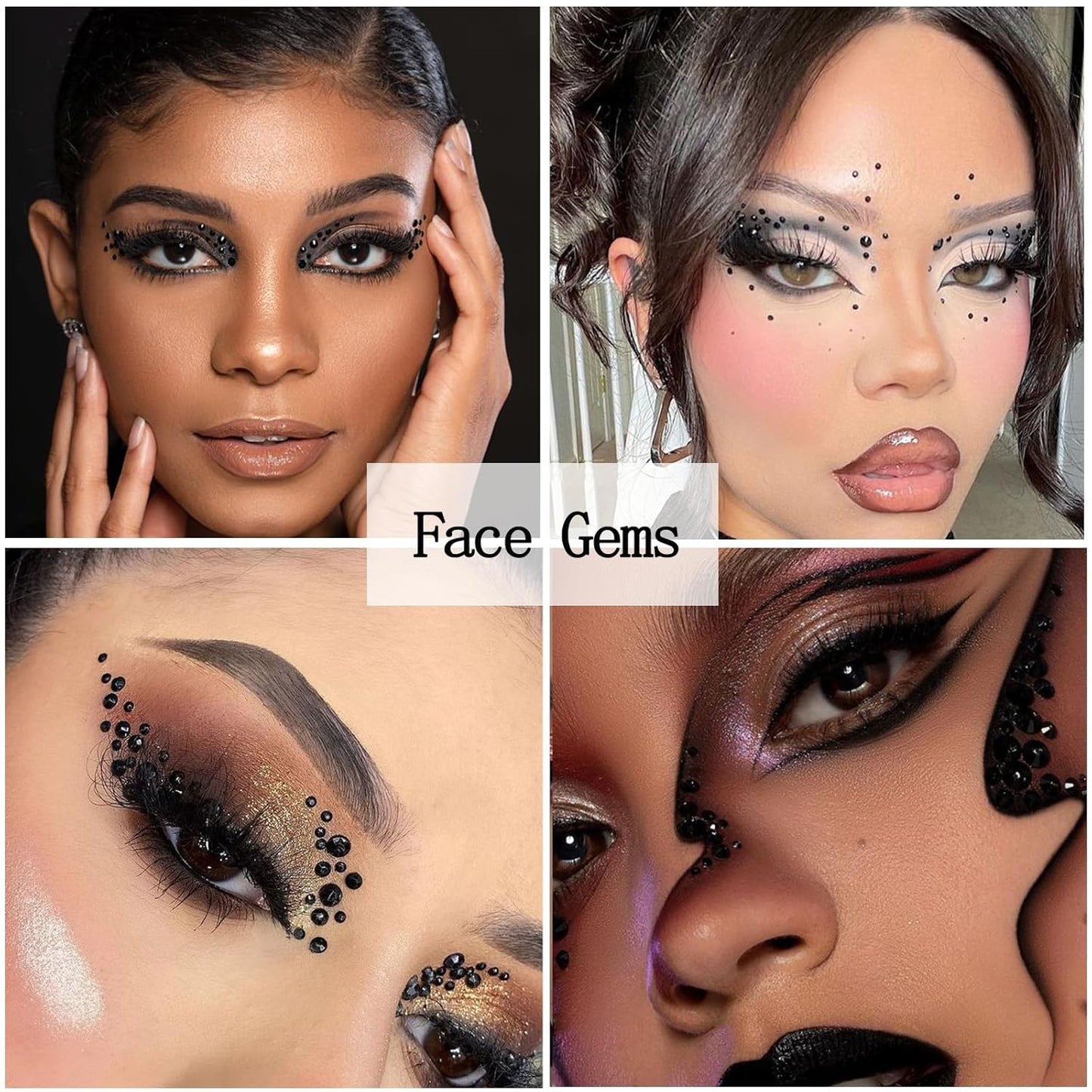 Nail Art Rhinestones with Glue Gel Flatback Nail Charms Luxurious Supplies Accessories Champagne Nails Gems Jewelry for Women Nails DIY Design Decoration,Black-Velvo Beauty