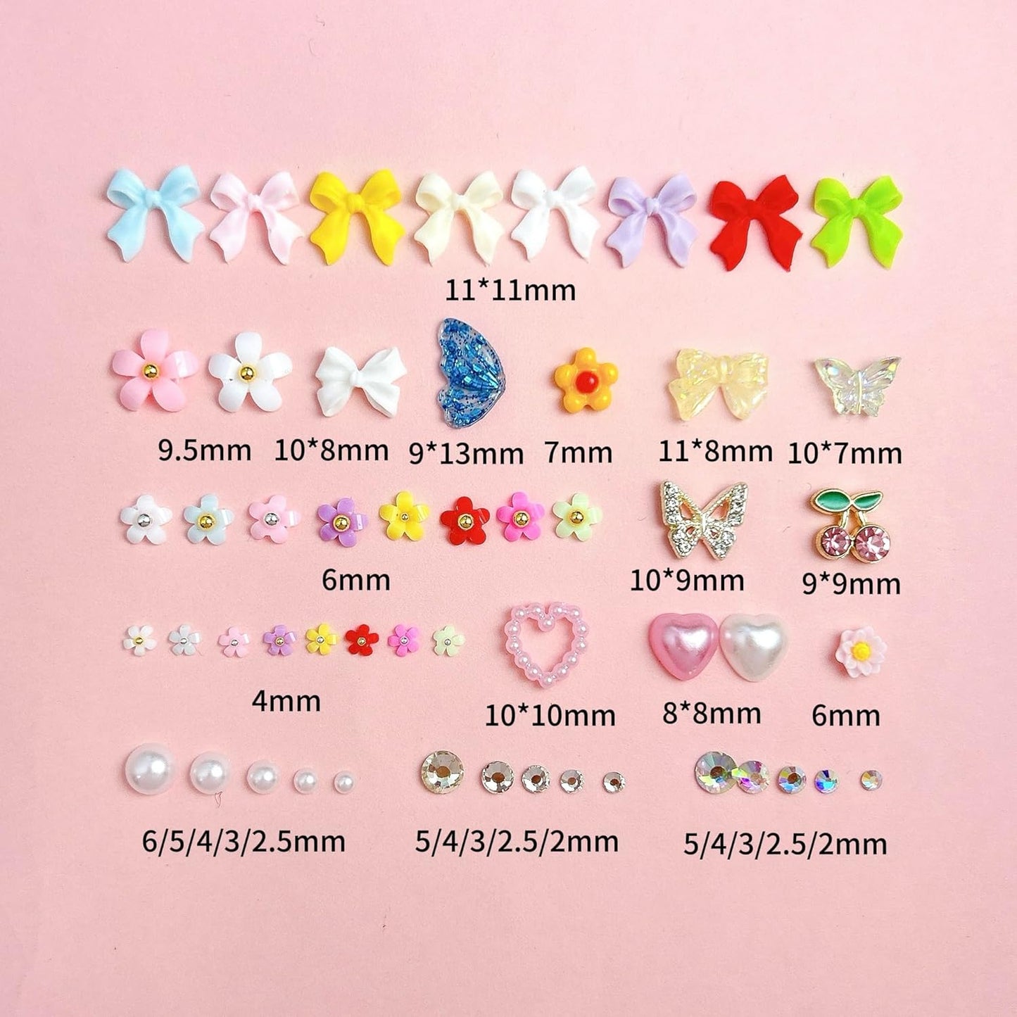 3D Colorful Flower Nail Charms, Flatback Pearl Bow Nail Charms and Gems, Alloy Cherry Butterfly Charms for Nails Design, Gold Caviar Beads Nail Rhinestones Manicure Charms for Practical DIY Tools-Velvo Beauty