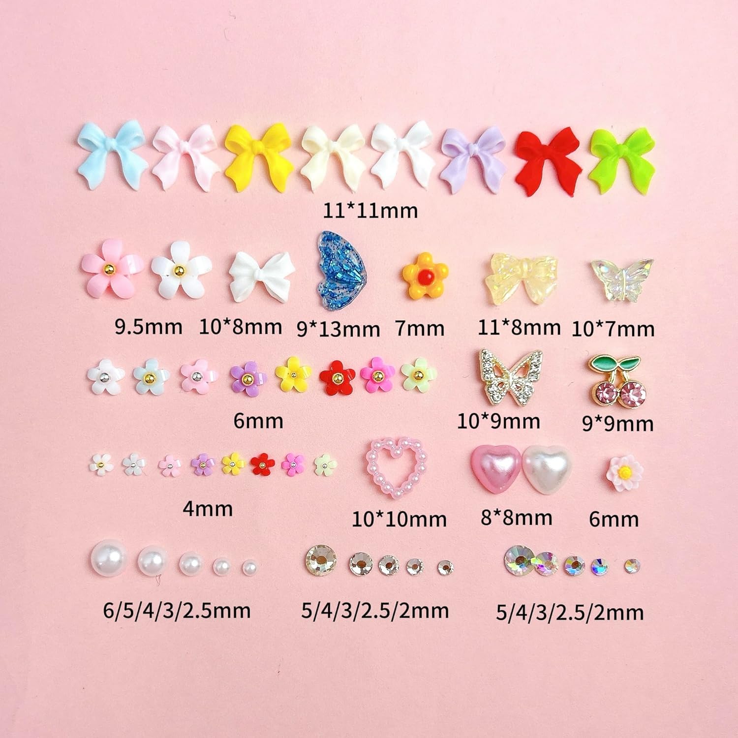 3D Colorful Flower Nail Charms, Flatback Pearl Bow Nail Charms and Gems, Alloy Cherry Butterfly Charms for Nails Design, Gold Caviar Beads Nail Rhinestones Manicure Charms for Practical DIY Tools-Velvo Beauty