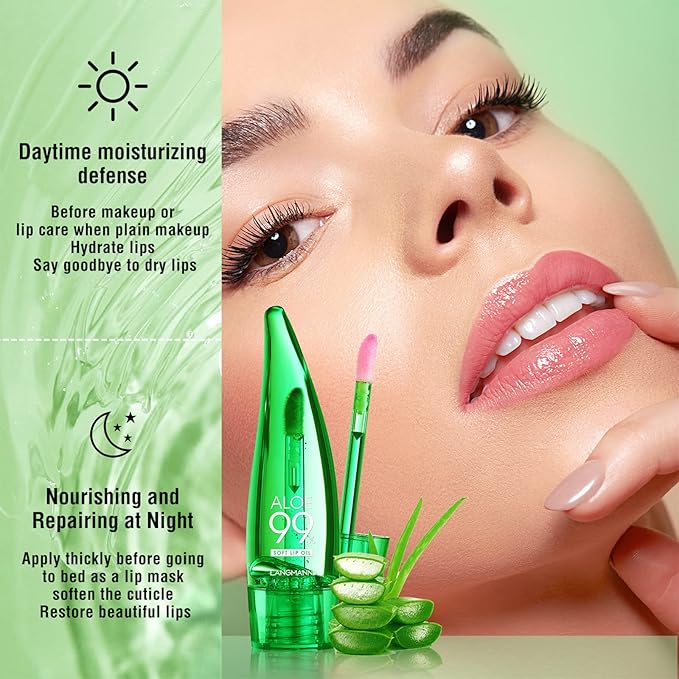 Lip Balm, 3PCS Aloe Vera Long Lasting Nutritious Lip Oil, Color Changing Tinted Lip Balm Set, Natural Plumping Hydrating, Easy Brush Application, Cute Portable Design, Unisex-Velvo Beauty