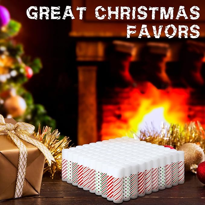 50 Pcs Christmas Peppermint Lip Balms Gifts Bulk Holiday Stocking Stuffers Holiday Treat Gifts Stuffer Goodie Christmas Party Supplies for Kids Women Men-Velvo Beauty