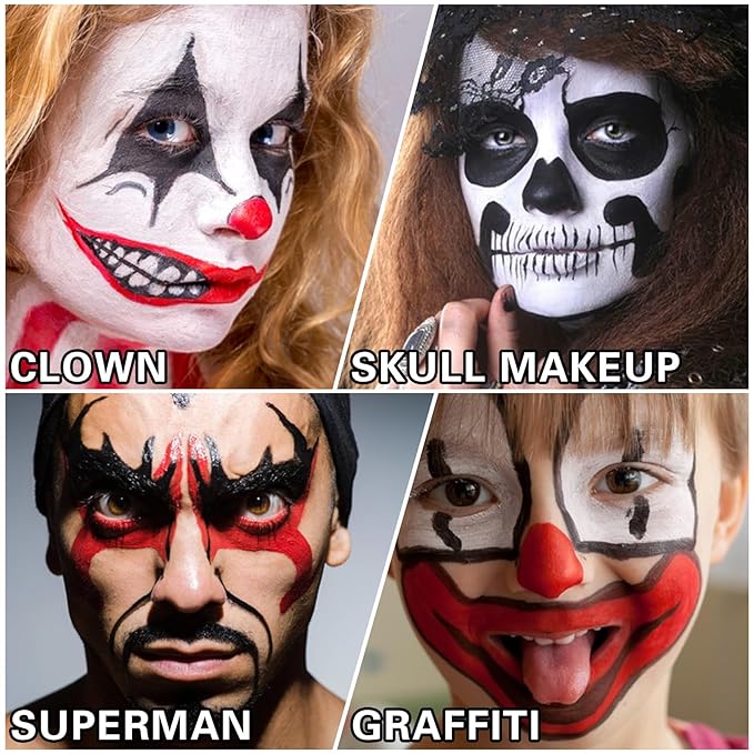 Black Face Body Paint Halloween Cosplay Clown Zombie Costume Sfx Makeup Professional Oil Based Cream Face Paint Palette for Adults and Kids-Velvo Beauty