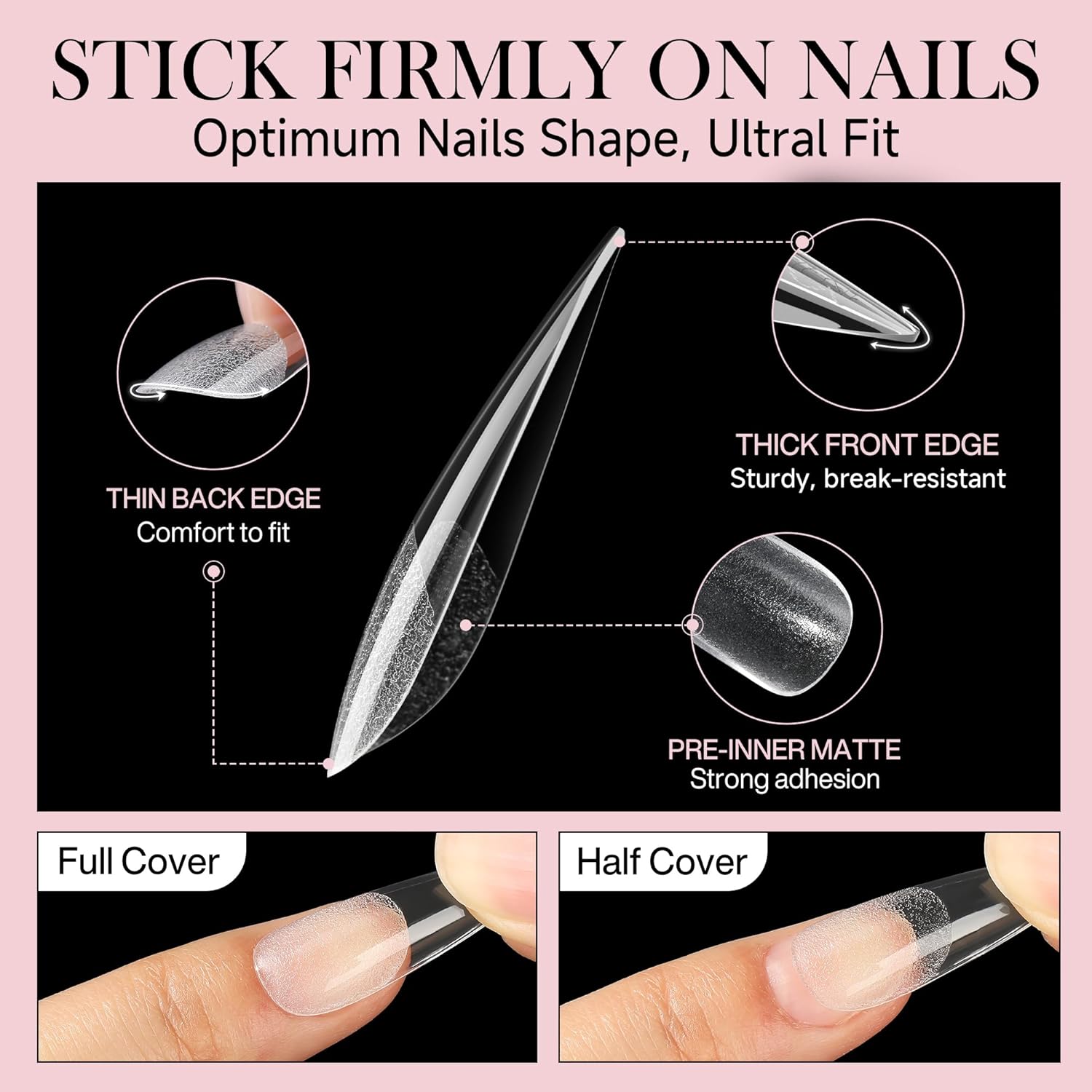 Long Stiletto Nail Tips: 240pcs Long Almond Matted Stiletto Gel Nail Tips No C Curve False Acrylic Fake Nails Full Cover Press On Nails Extensions DIY Home Salon 12 Sizes-Velvo Beauty