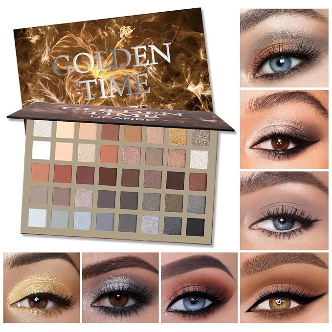 UCANBE Nude Eyeshadow Palette + 15 PCS Makeup Brushes Set, 40 Color Matte Shimmer Glitter Eye Shadow, Neutral Black Dark Grey Smoky Make Up Pallet Gift Kit Highly Pigmented Long Lasting Waterproof-Velvo Beauty