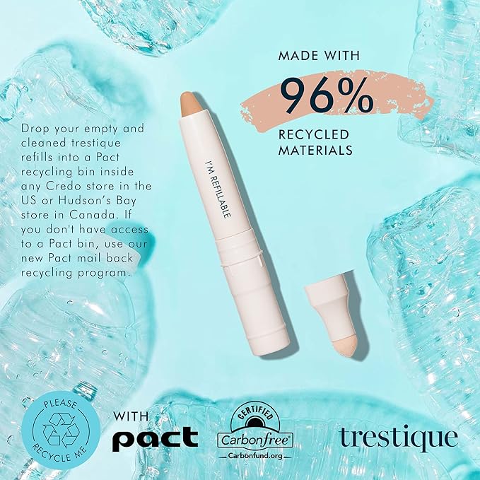Trestique Concealer Crayon, Refillable Makeup Concealer With Built-In Blending Sponge, Sustainable Under Eye Concealer, Clean Beauty Concealer Makeup-Velvo Beauty