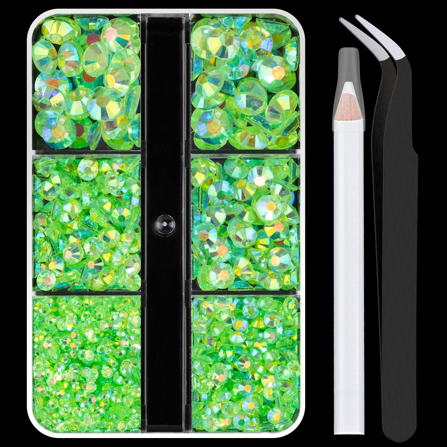 Resin Rhinestones Crafting, 2/3/4/5/6mm Flatback Jelly Rhinestones, 1 Box Transparent Grass Green AB Non Hotfix Crystal Gems for Bedazzling Crafts Mugs Tumblers Clothes Makeup Nail-Velvo Beauty