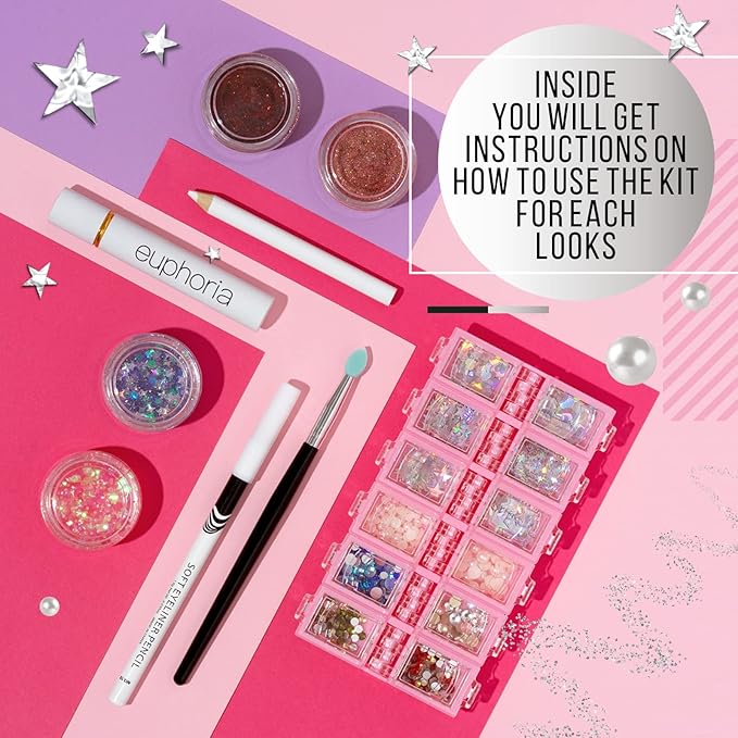 Euphoria makeup kit with glitter and gems/Professional makeup set-Velvo Beauty