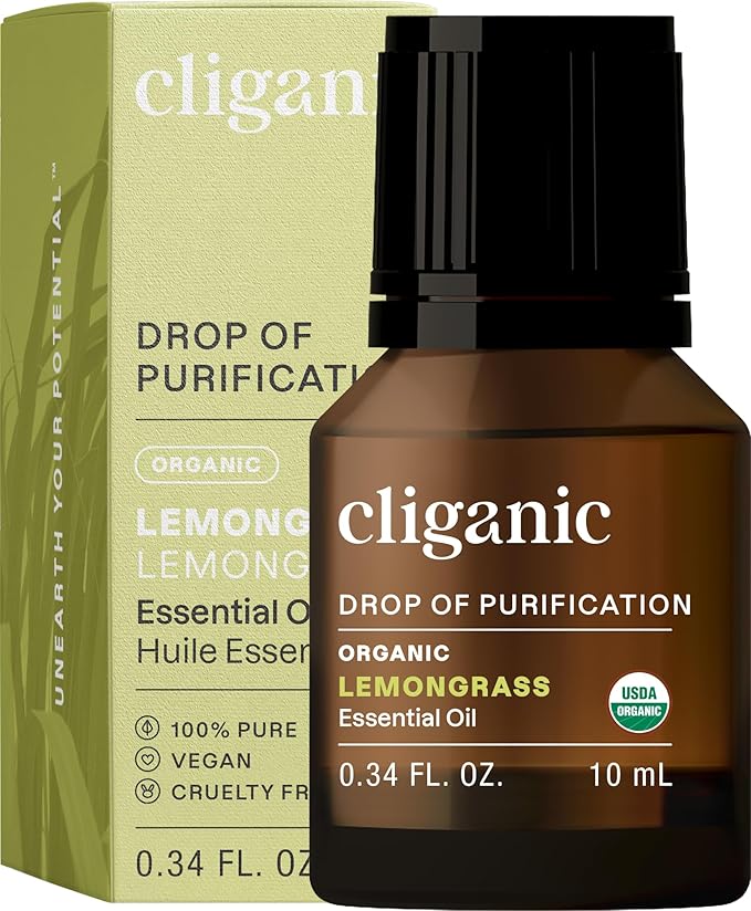 Cliganic USDA Organic Lemongrass Essential Oil - 100% Pure Natural Undiluted, for Aromatherapy Diffuser | Non-GMO Verified (Packaging May Vary)-Velvo Beauty