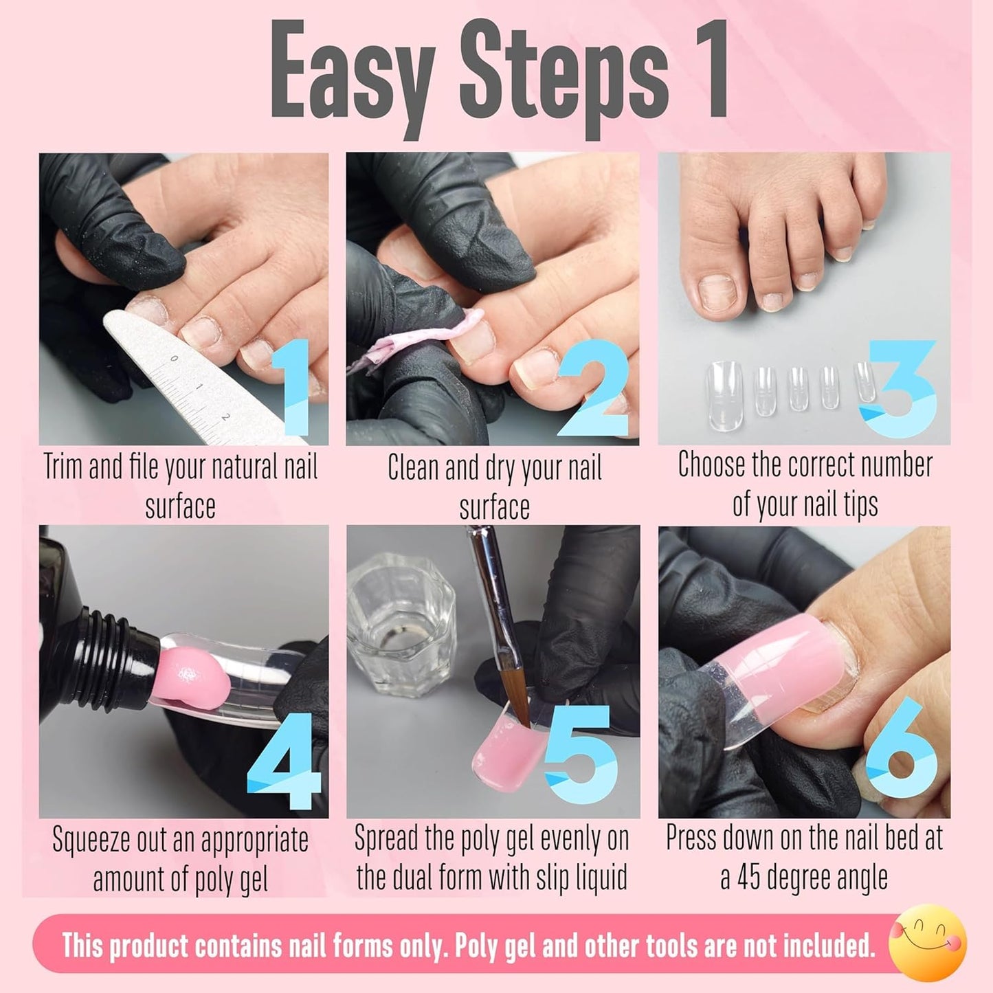 300 Pcs Toe Dual Nail Forms for Poly Gel Toenail Extension, Reusable Full Cover Molds for French Tip Acrylic Toenails, Nail Art Design Molds for Pedicure, for Salon & DIY at Home 15 sizes-Velvo Beauty