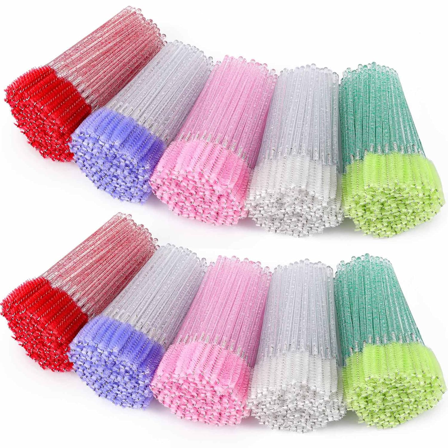 1000 Disposable Mascara Wands Eyelash Brushes Spoolies for Eyebrow Eye Lash Extension Crystal Multicolor-Velvo Beauty