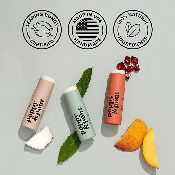 Poppy & Pout Sweet Mint Jumbo Lip Balm | All Natural Lip Balms & Moisturizers | Hydrates with Beeswax, Vitamin E, Organic Coconut Oil | Cruelty-Free | Lip Balm in Recyclable Cardboard Tube-Velvo Beauty