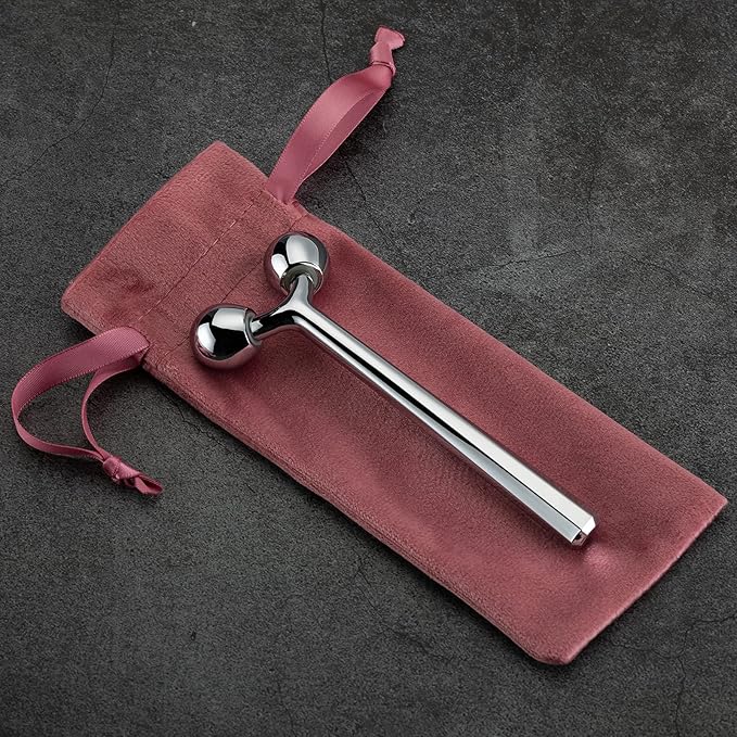 Tekson Facial Roller Massager, 3D Metal face Massage GuaSha Tool for Eye Reduce Puffiness, Face Lift, Anti-Aging, Skin Tightening-Velvo Beauty