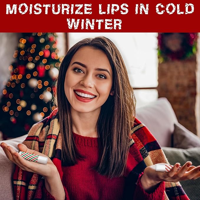 50 Pcs Christmas Peppermint Lip Balms Gifts Bulk Holiday Stocking Stuffers Holiday Treat Gifts Stuffer Goodie Christmas Party Supplies for Kids Women Men-Velvo Beauty