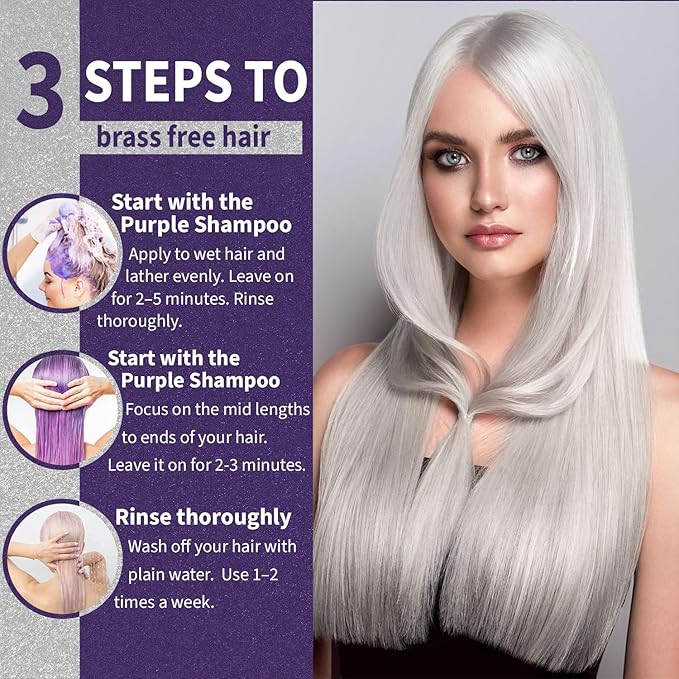 Natural Riches Radiant Silver Shine Purple Shampoo and Conditioner Set for Gray Hair - Paraben-Free and Color Safe – With Silk Proteins, Tones Dull Hair, Softens & Adds Shine - 16 fl oz-Velvo Beauty