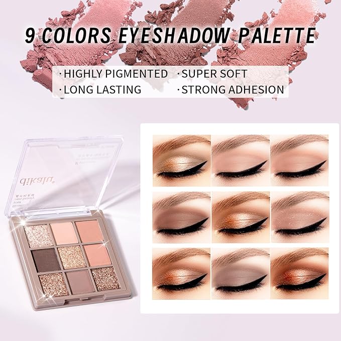 Makeup Set Kit for Women Girls Teens, Makeup Present Set, Includes 9 Color Eyeshadow, Counter Stick, Foundation, Eyebrow Pencil, Eyeliner, Mascara, Lip Gloss, 5Pcs Brushes, Sponge-Velvo Beauty