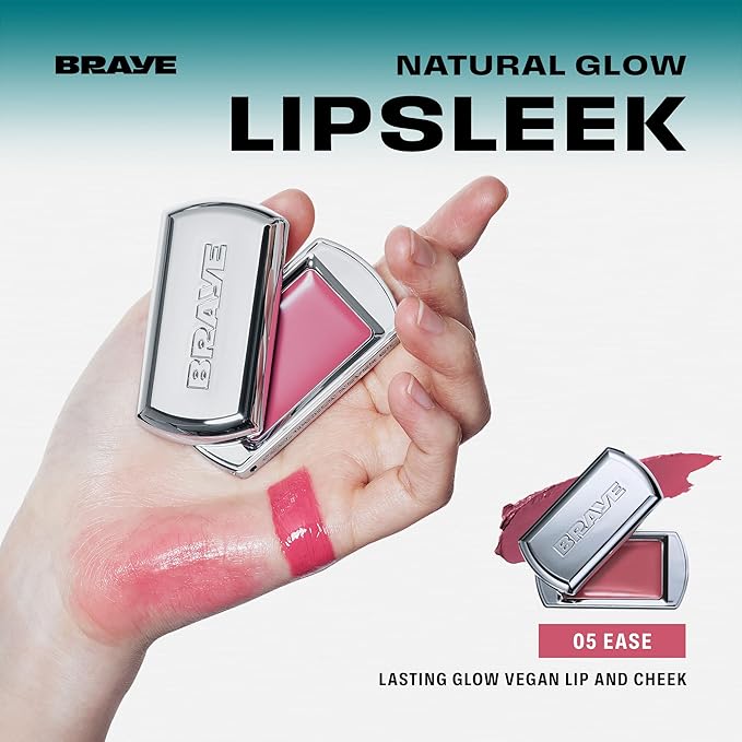 BRAYE Lipsleek Lip Balm, Monochromatic Cream Blush 2-in-1 Face Makeup, Hydrating & Mood Buildable, Vegan + Cruelty-Free Glow for Cheeks l 05 Ease-Velvo Beauty