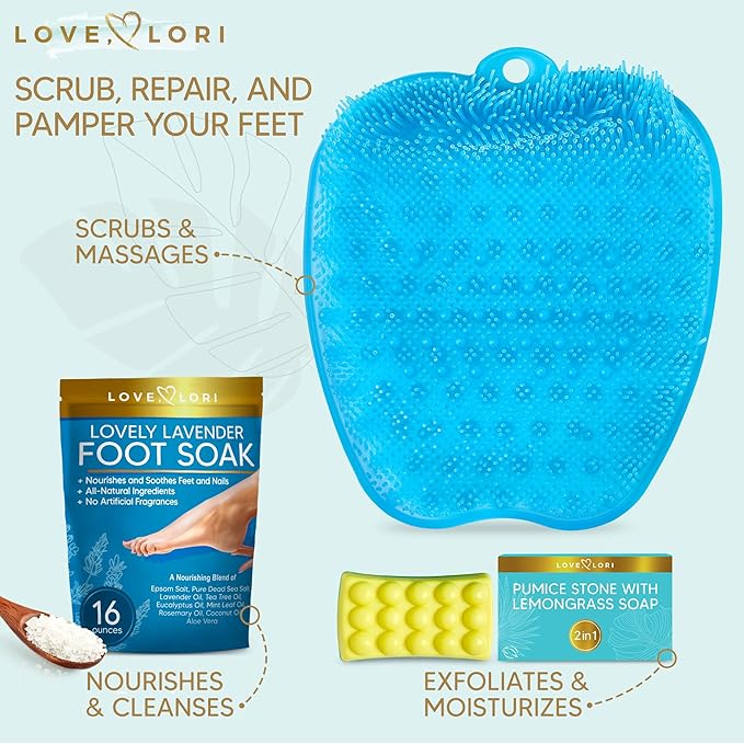 LOVE, LORI Foot Spa Kit, Foot Care Kit, Self Care Gifts for Women, 8 Piece Pedicure Kit, Great Valentine Day Gifts for Her, Gifts for Women, Spa Gifts-Velvo Beauty