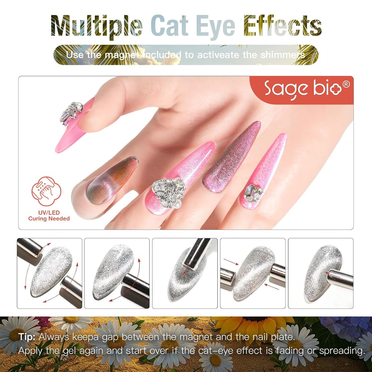 Cat Eye Gel Nail Polish, 15ml Magnetic Gel, High-Gloss Finish, Long-Lasting, DIY Manicure Kit with Magnet Stick, Stunning 3D Magnetic Effect, 02-Velvo Beauty