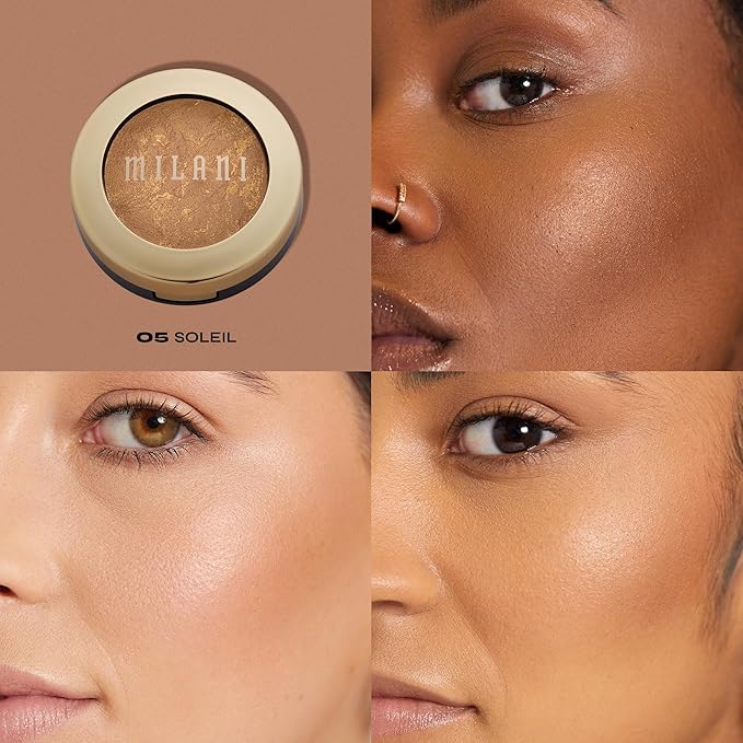 Milani Bronzer Powder - Baked Bronzer Made in Italy, Bronzing Shimmer Highlighter Makeup for Contour -Soleil-Velvo Beauty