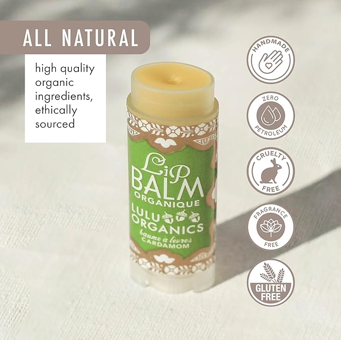 Natural Lip Balm, Nourishing and Moisturizing Premium Lip Care, Handmade Hydrating Lip Balm, Lip Treatment for Dry and Cracked Lips, Repairing and Fragrance Free - Cardamom - 0.15oz-Velvo Beauty