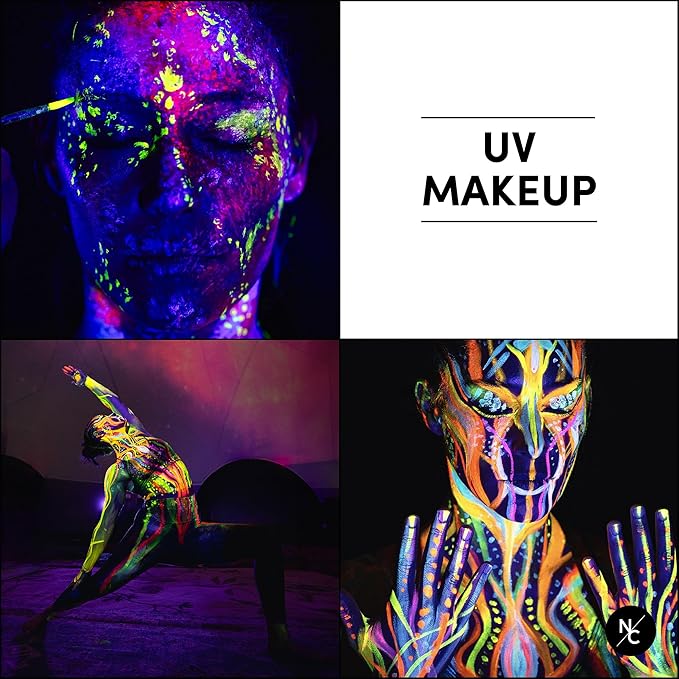 UV 12-Color Palette - Water-Activated Neon Glow Makeup for Face & Body - Fluorescent Shades for SFX, Party Makeup, Cosplay & Theatrical Performances-Velvo Beauty