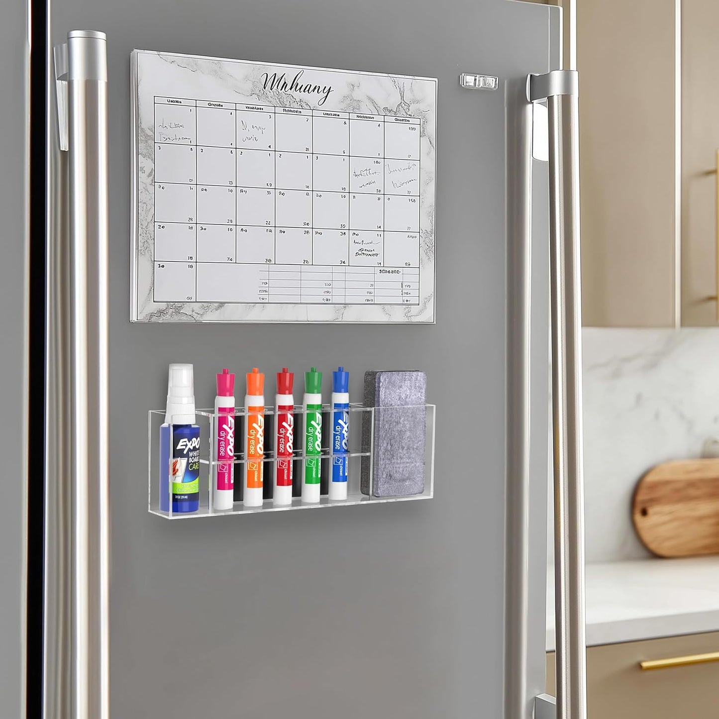 HBlife Acrylic Magnetic Dry Erase Marker Holder for Whiteboard, Wall Mount 5 Slots Magnet Pen Pencil Holder for Fridge Refrigerator, Locker Organizer Accessories for School Classroom Office, Clear-Velvo Beauty