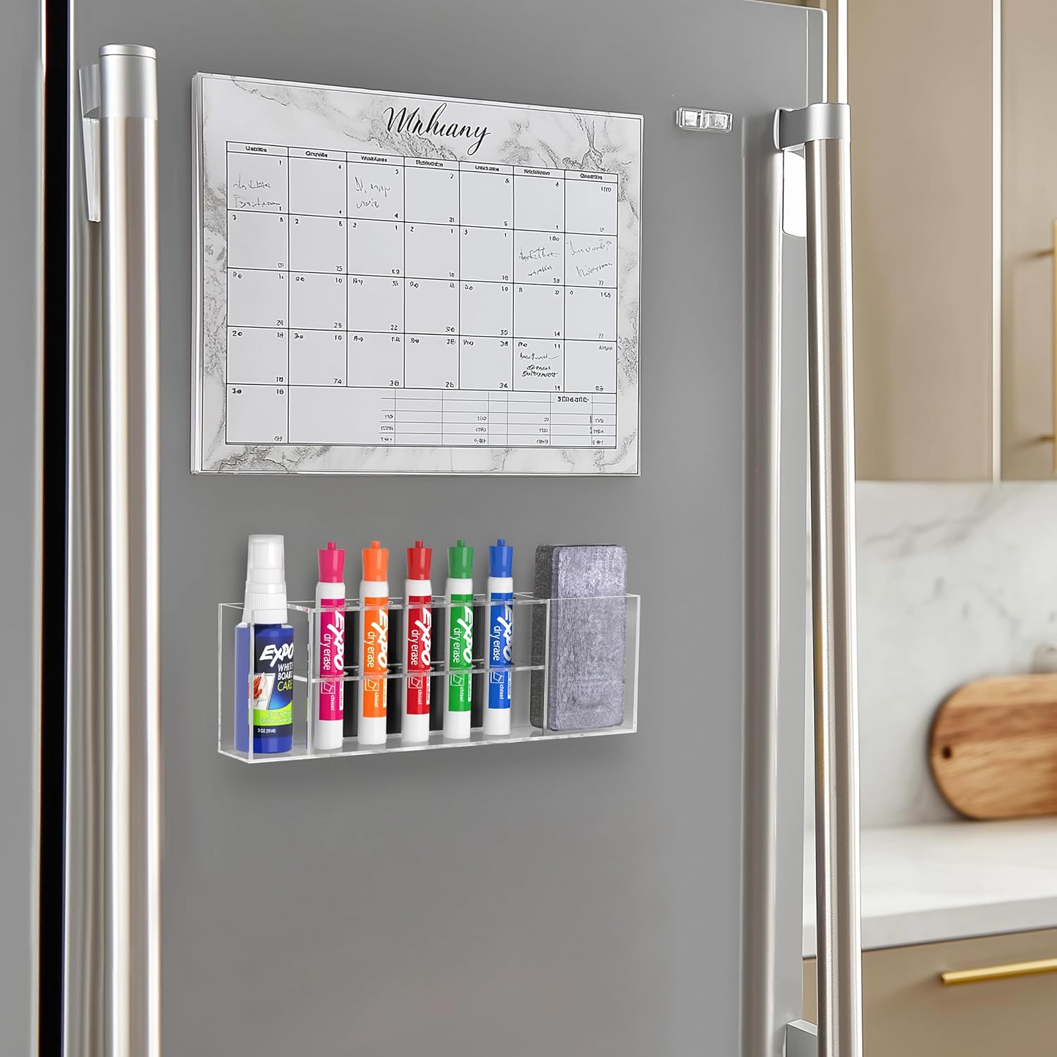 HBlife Acrylic Magnetic Dry Erase Marker Holder for Whiteboard, Wall Mount 5 Slots Magnet Pen Pencil Holder for Fridge Refrigerator, Locker Organizer Accessories for School Classroom Office, Clear-Velvo Beauty