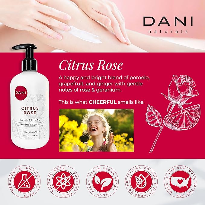 Naturals Hand & Body Lotion - Citrus Rose Scented, Deep Hydration Lotion for Dry Skin, With Shea Butter & Aloe Vera, Natural & Organic Ingredients, Paraben-Free, 12 Oz-Velvo Beauty