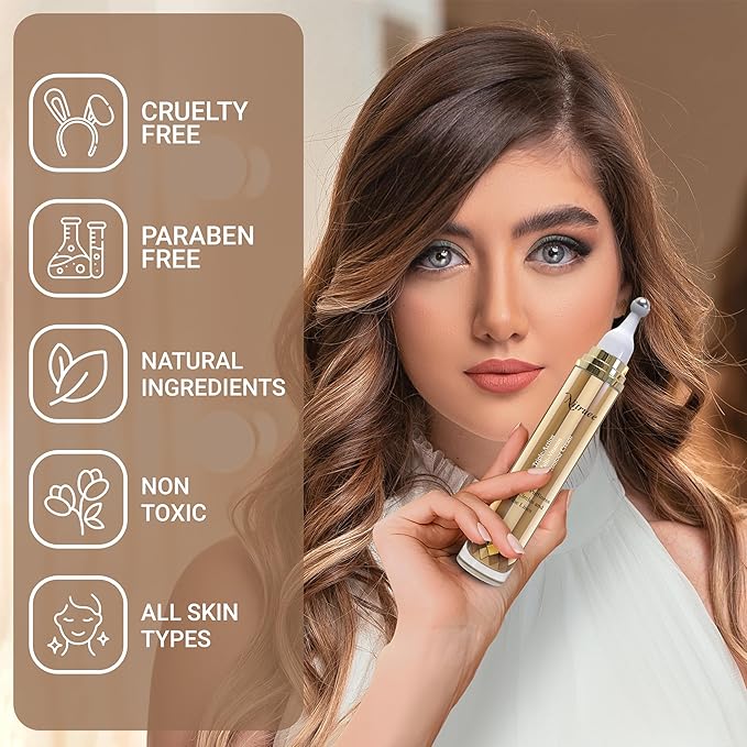 Under Eye Cream with Caffeine, Hyaluronic Acid, and Vitamins E, C, K - Advanced Dark Circle and Puffiness Treatment, Reduces Fine Lines-Velvo Beauty