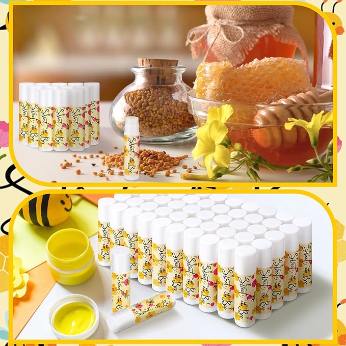 Loopeer 50 Pcs Sweet as Can Bee Theme Baby Shower Decorations Bee Theme Baby Shower Favors Lip Balm Gift for Guest Gender Reveal Party Supplies for Kid Women-Velvo Beauty