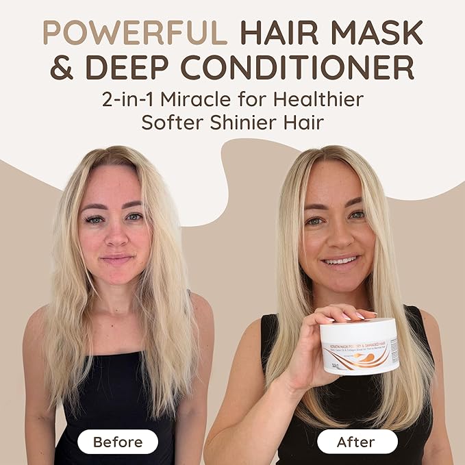 VITAMINS hair cosmetics Keratin Hair Mask - Deep Repair Conditioner with Biotin & Castor Oil - For Damaged, Dry, Curly, Straight, Thin & Fine Hair - Intense Collagen Protein Treatment-Velvo Beauty