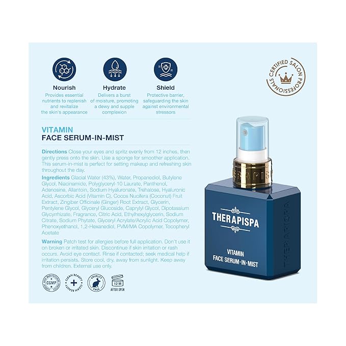 Face Serum-In-Mist – Glow-Boosting Face Mist & Spray Serum with Niacinamide, Panthenol & Hyaluronic Acid for Smoothing & Hydrating Skin (Vitamin, 2.0 fl oz)-Velvo Beauty