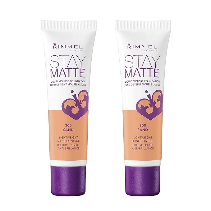 Rimmel Stay Matte Liquid Foundation, Sand, 1 Fl Oz, 2 Count (Pack of 1)-Velvo Beauty