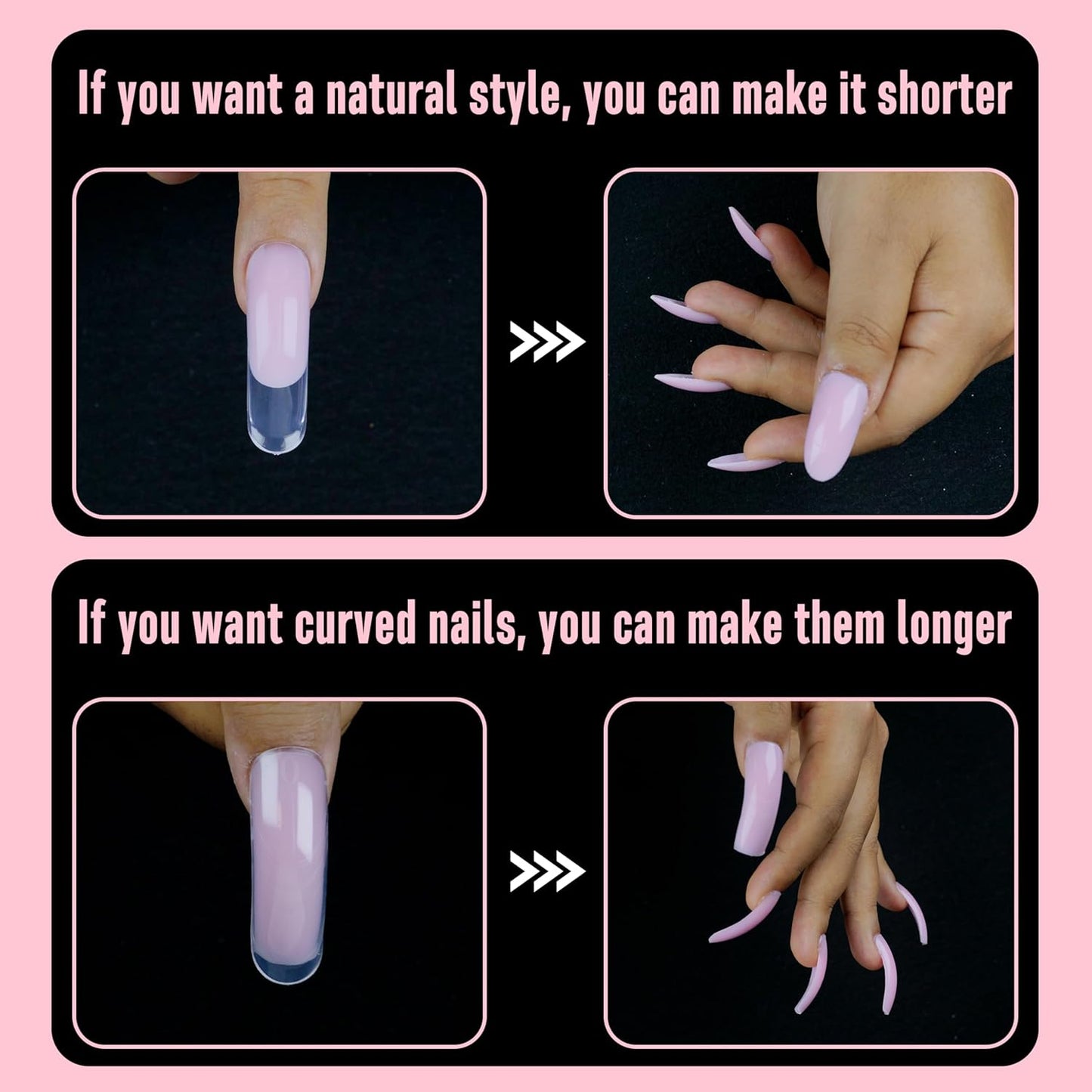 Helloween Curved Square Nail Dual Forms for Poly Gel Extension with Guiding Line Inside, M L XL Reusable Full Cover Acrylic/Builder/Hard Gel Polygel Molds for Salon DIY x 15 sizes 150 Pcs-Velvo Beauty