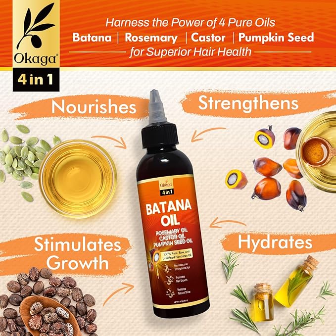 Batana Oil for Hair Growth with Rosemary, Castor, and Pumpkin Seed Oils, 100% Pure Unrefined Honduran Formula, Strengthens, Nourishes, Revives Scalp & Strands, Natural Care for All Types (5oz)-Velvo Beauty