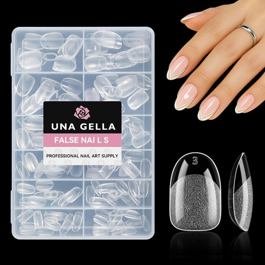UNA GELLA Short Oval Round Nail Tips, Soft Gel Pre-shaped Half Matte Short Oval Gel Nail Tips Full Cover Acrylic Press on Fake Nails for Nail Extension Art DIY Nail Salon 216Pcs 12 Sizes-Velvo Beauty