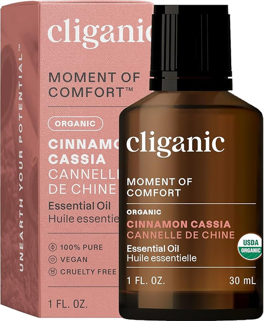 Cliganic Organic Cinnamon Cassia Essential Oil, 1oz - 100% Pure Natural Undiluted, for Aromatherapy | Non-GMO Verified (Packaging May Vary)-Velvo Beauty