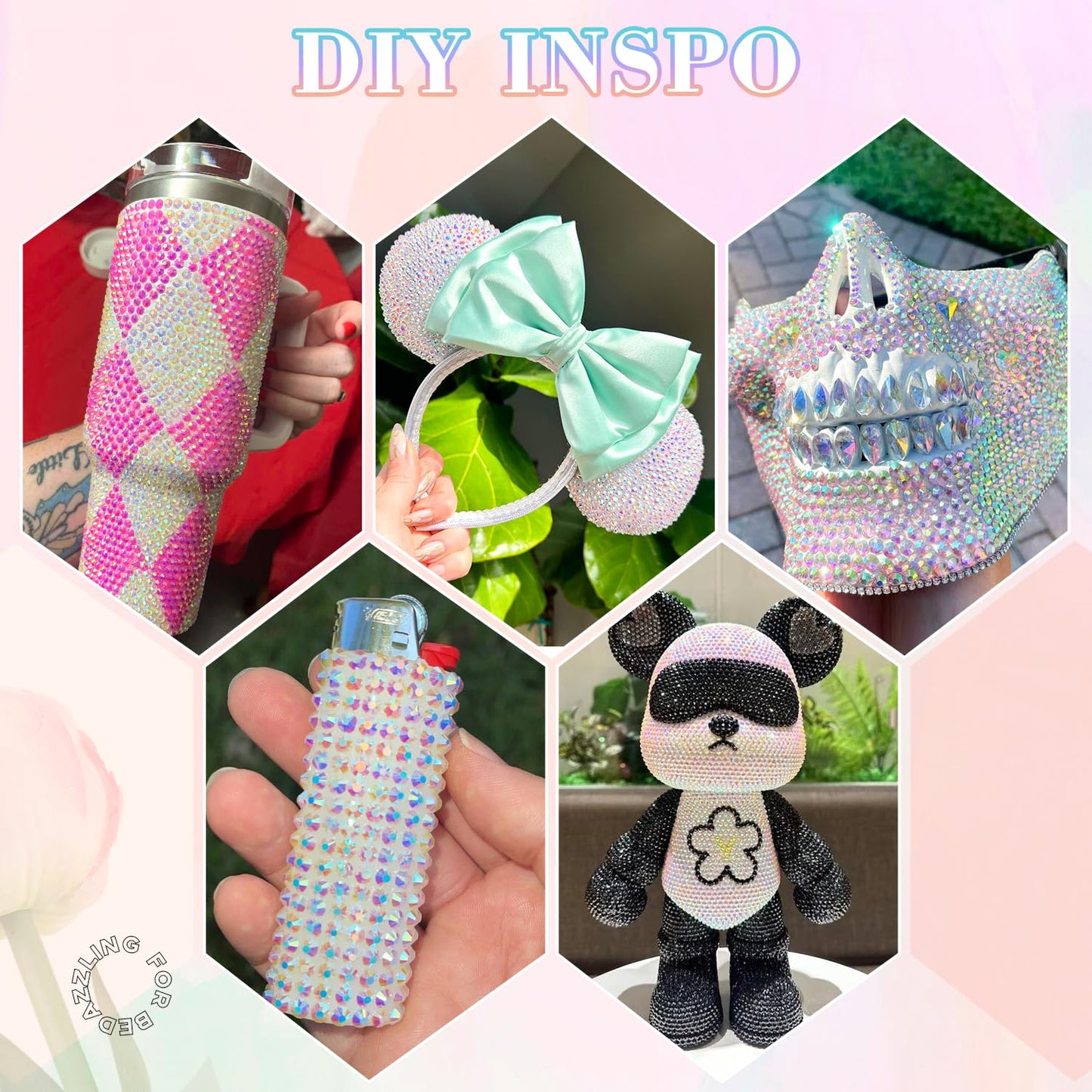 30000Pcs Resin Transparent AB Rhinestones for Bedazzling Crafting with b7000 Jewelry Glue, Bulk Flatback Gems Bedazzler Kit for Crafts Clothes Shoes Fabric Nail Diamond Art, Assorted Size 2/3/4/5/6mm-Velvo Beauty