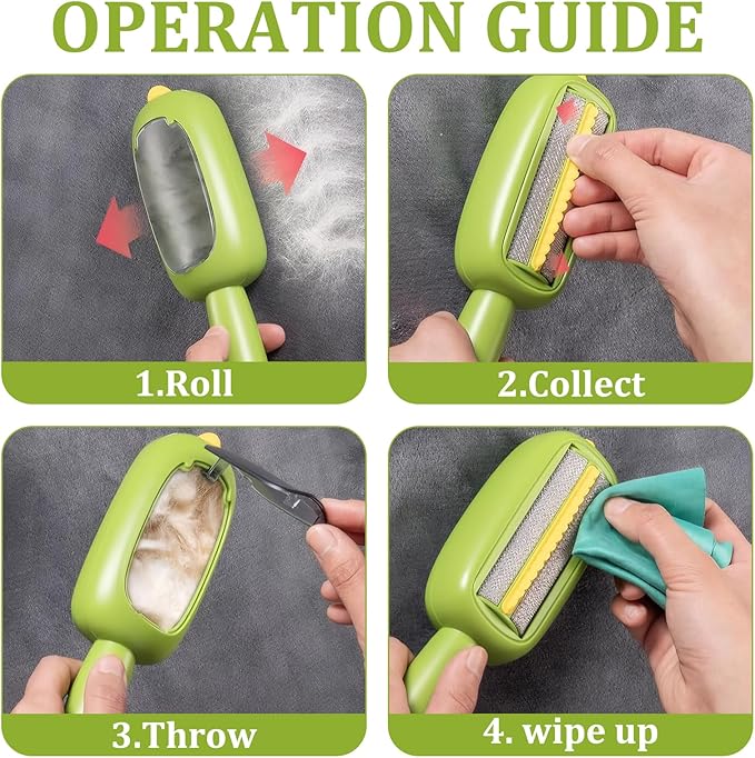 Reusable Lint Roller, Portable Lint Brush, Pet Hair Remover, Super Sticky and Washable, for Clothes, Furniture, Dog & Cat Hair(Green)-Velvo Beauty