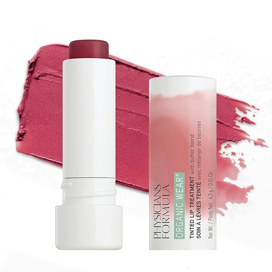 Physicians Formula Organic Wear All Natural Tinted Lip Balm Treatment, Red Berry Me | Dermatologist Tested, Clinicially Tested-Velvo Beauty